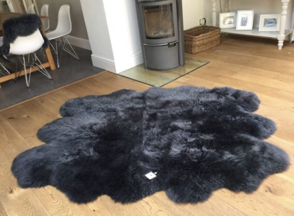 Charcoal Grey Large Six Sheepskin Rug | The Swedish Wooden Horse Company